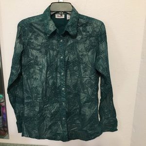 Wrangler snap up teal western paisley iridescent